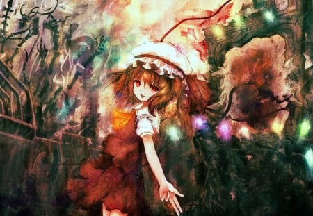 touhou - anime, bright wings, girl, manga