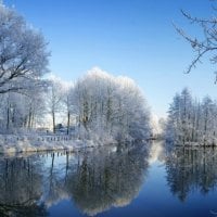 winter landscape with reflection