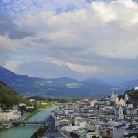 beautiful salzach river in salzburg austria