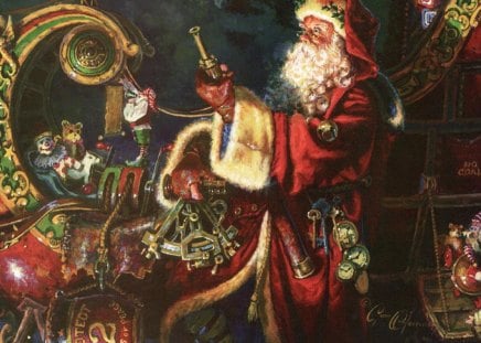 Santa And The Sleigh - santa, toys, christmas, sleigh