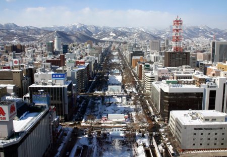 Winter city - nice, photography, winter, asian, view, snow, city, awesome, photo, asia