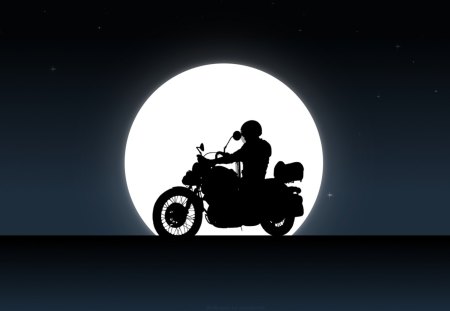 Yamaha Virago 535 Night - moon, night, motorcyclist, yamaha virago 535