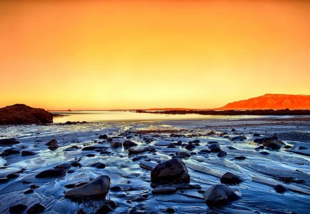 SUNSET VIEW - rocks, sunset, sea, landscape