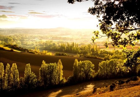 BEAUTIFUL MORNING - morning, field, hills, shadow