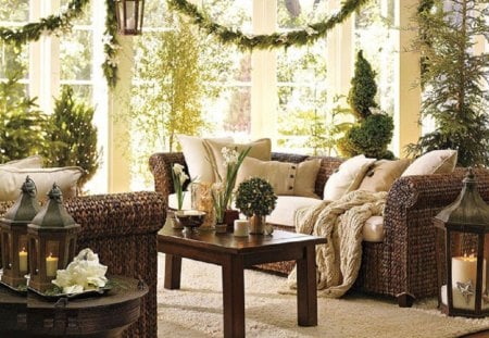 Christmas Living Room - house, christmas, architecture, living room