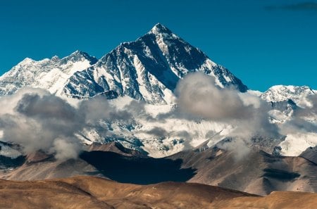 the mighty mount everest - sky, mountain, tibet, bare, wallpaper, everest, mountains, nature, cloud, snow, new