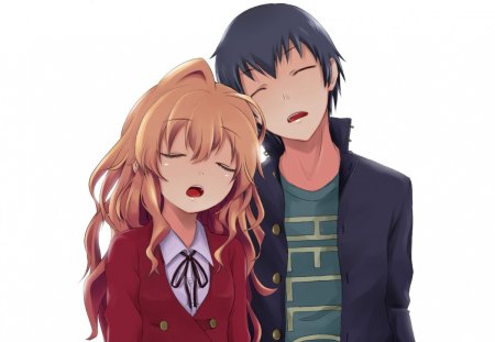 Toradora! - heart, toradora, clock, light, minori, flowers, girlfriend, friends, kiss, boyfriend, small, love, manga, white, cute, sexy, fun, anime, taiga, school, long hair, dark, broken, ami, yusaku, girl, ryuji, black, novel, smile, time, internet radio show, video games, school uniforms