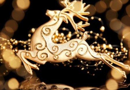 Reindeer magic - ornament, swirls, stars, magic, antlers, gold, christmas, sparkle, reindeer, golden