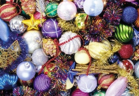 Colorful Balls of Ornaments - impressive, greeting, cute, happy, beautiful, stars, amazing, adorable, christmas, christmas tree, mind teasers, colorful balls of ornaments, winter, pretty, sweet, love, decoration, winter time, celebration, holiday, rainbow, family, merry christmas, lovely, other