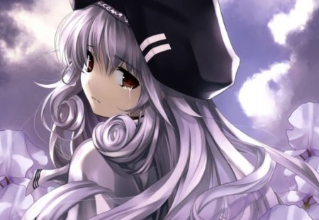 â˜†~  . ï¿½   (â˜… â˜… heart tears)  ,.    ï¿½ â˜† - tears, sadness, hat, anime, manga