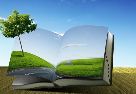 *** Fantasy World *** - fanasy, green, tree, book, world