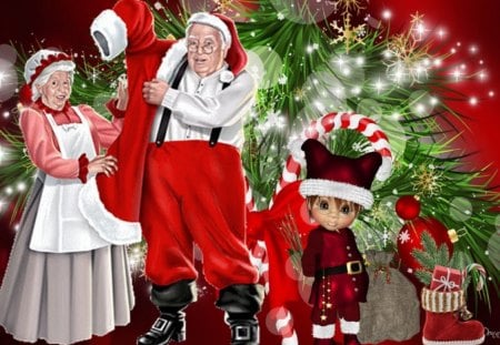 Mr. and Mrs. Santa - christmas, elf, santa, holidays