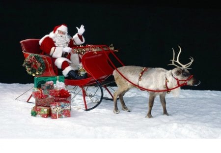 Santa saying hello - christmas, santa, december, winter, present, snow, reindeer