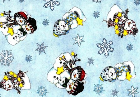 SNOW FAMILY - christmas, snowmen, holiday, snowflakes