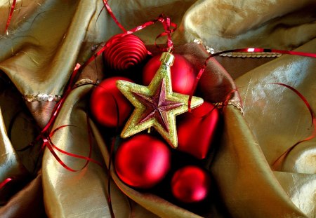 HOLIDAY DECORATION - christmas, star, christmas tree, new year, balls, cloth, red, toys