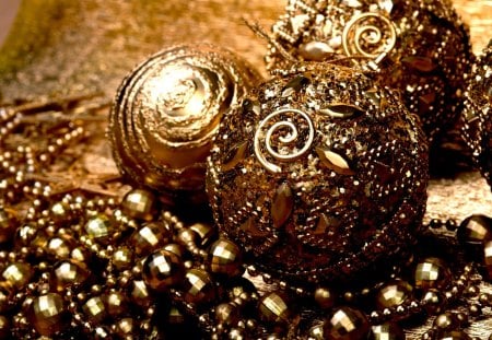 HOLIDAY DECORATION - christmas, patterns, new year, balls, beads, gold, holidays