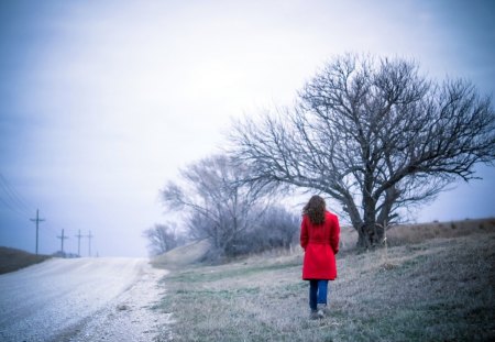 WINTER WALK - mood, girl, road, walk