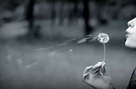 Summer whistle - artistic, women, black and white, grass