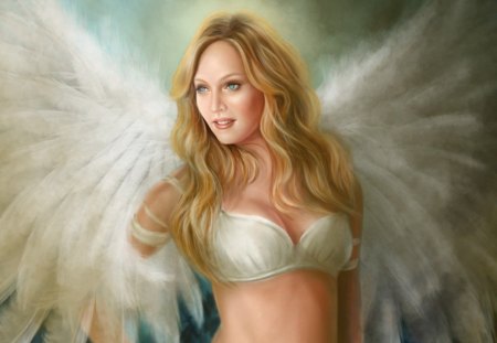 Beautiful Angel - female, religous, beautiful, angel, fantasy, white, winged, woman, wings