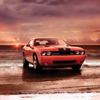 Dodge Challenger and Sunset