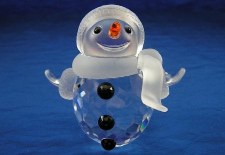 Snowman - red, glass, cute, black, clear, ornament, snowman, christmas, decoration, ice, crystal