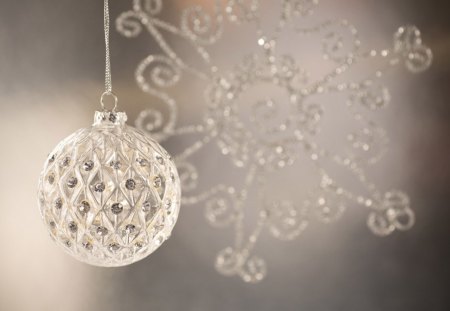 White ornamnets - star, decoration, ball, ornament, crystal, christmas, white, snowflake, clear, glass