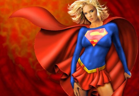 Supergirl - supergirl, pretty, female, beautiful, girl, freedom, colors, man, colorful, red, woman, power