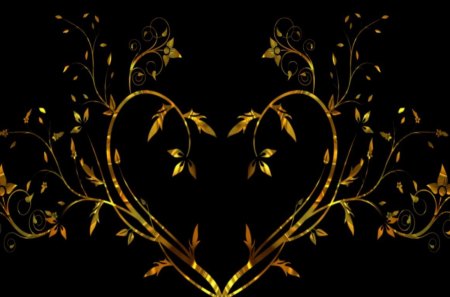 Golden Heart - design, gold, vines, heart