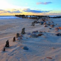 broken pier in winter