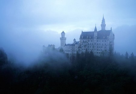 castle in Bavaria - sky, fog, castle, bavaria