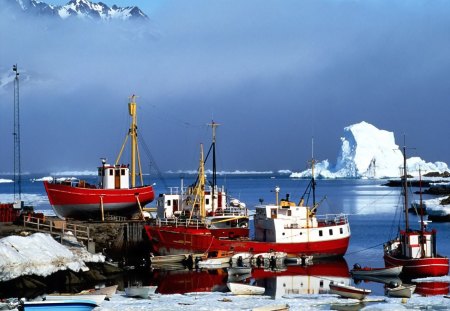 Alaska - winter, fog, boat, alaska