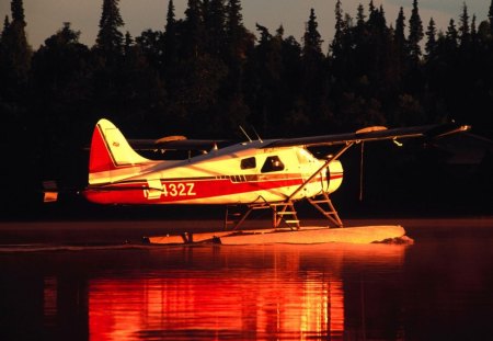 seaplane - lake, seaplane, wing, sky