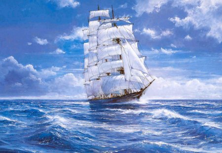 Sailing the ocean - ship, ocean, sailing, the