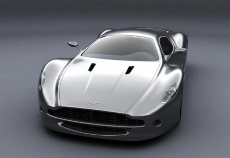 aston martin amv-10 - silver, shiny, car, grey