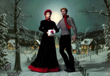 A Victorian Christmas - victorian christmas, christmas couple, old fashioned christmas, victorian, a victorian christmas