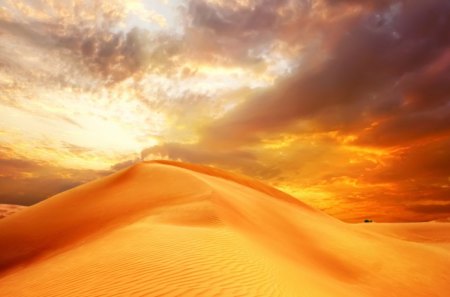 Desert - clouds, sunset, sand, desert