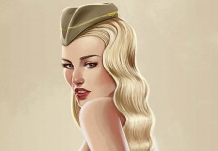 Wiman blonde - woman, cap, look, blonde