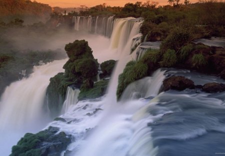 Iguazu Falls, Argentina - sky, falls, trees, daylight, day, water, waterfalls, argentina, nature, white, forest, flowing, clouds, green, rock