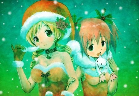 Mami & Kodama - girls, pretty, mahou shoujo, anime, chrismas