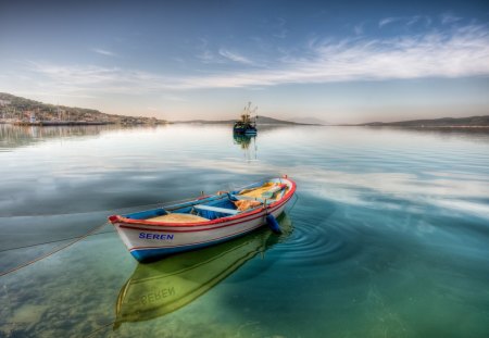 seren - sky, lake, seren, boat