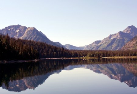 silent lake - lake, mountain, tree, silent