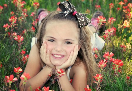 *** Girl on meadow...*** - flowers, smile, people, girl, meadow, children