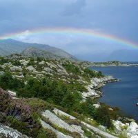 mountain, rainbow