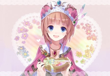 valentine day - chocolat, heart, anime, flowers, crown, manga