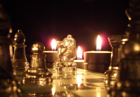 Chess By TeaLight - fun, candles, tea light, playing, chess, dark, romantic, mysterious, little