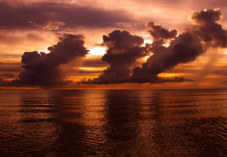 SUNSET CLOUDS - sunset, sea, evening, clouds