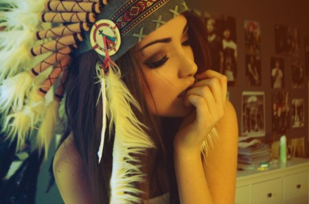 gorgeous girl with indian hat