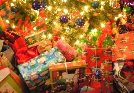 colourful Christmas - tree, gifts, christmas, colourful