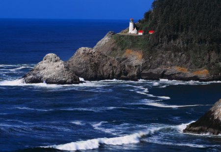 fantastic lighthouse - cliff, sea, coast, lighthouse