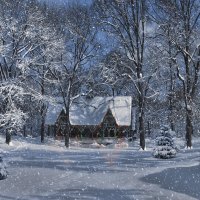 Christmas church in forest